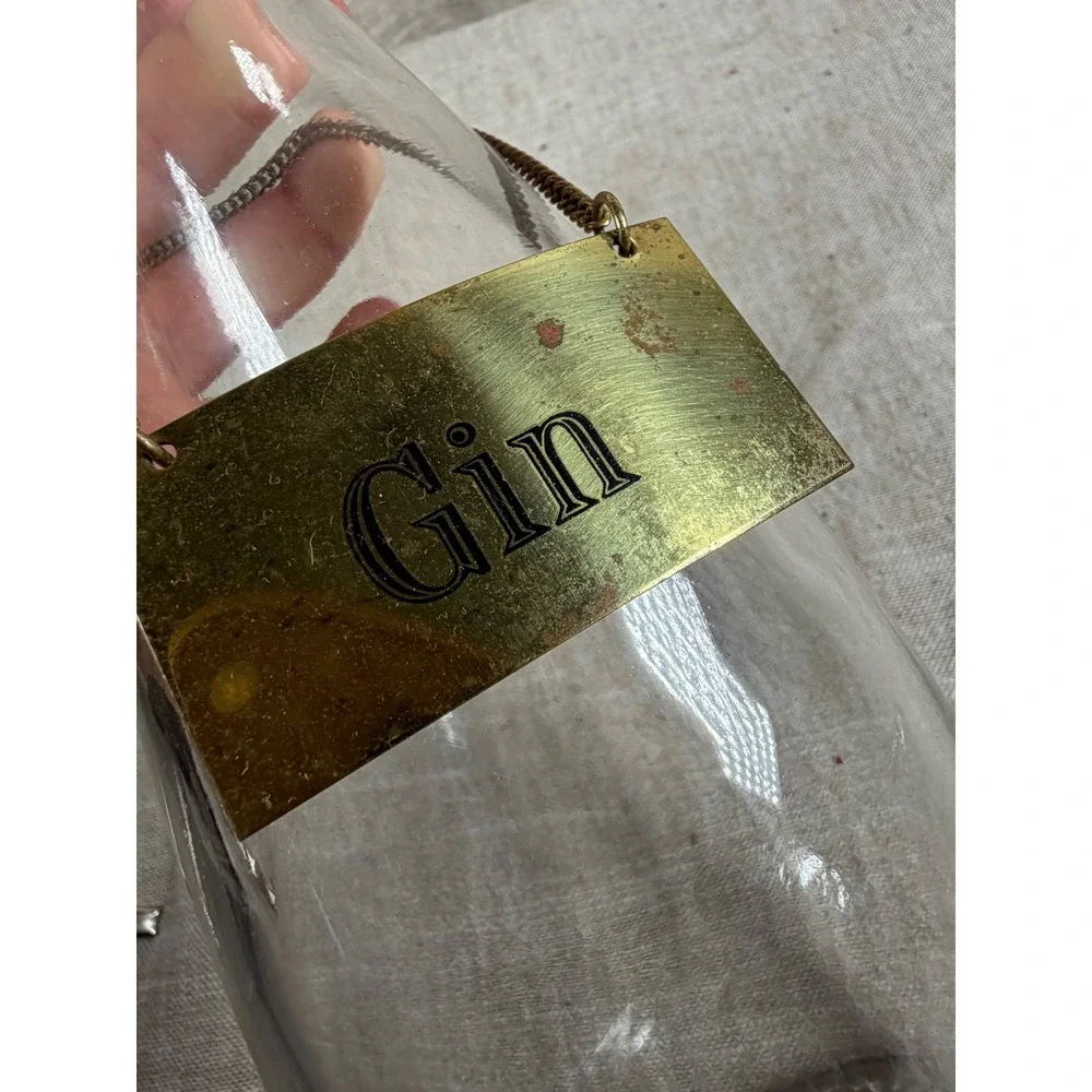 Gin Decanter Good Vintage Mid Century Modern Glass Gold Stopper 12 Inch